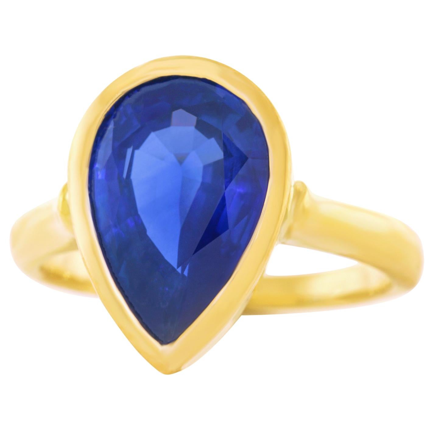 5.54 Carat Pear Shaped Sapphire Ring