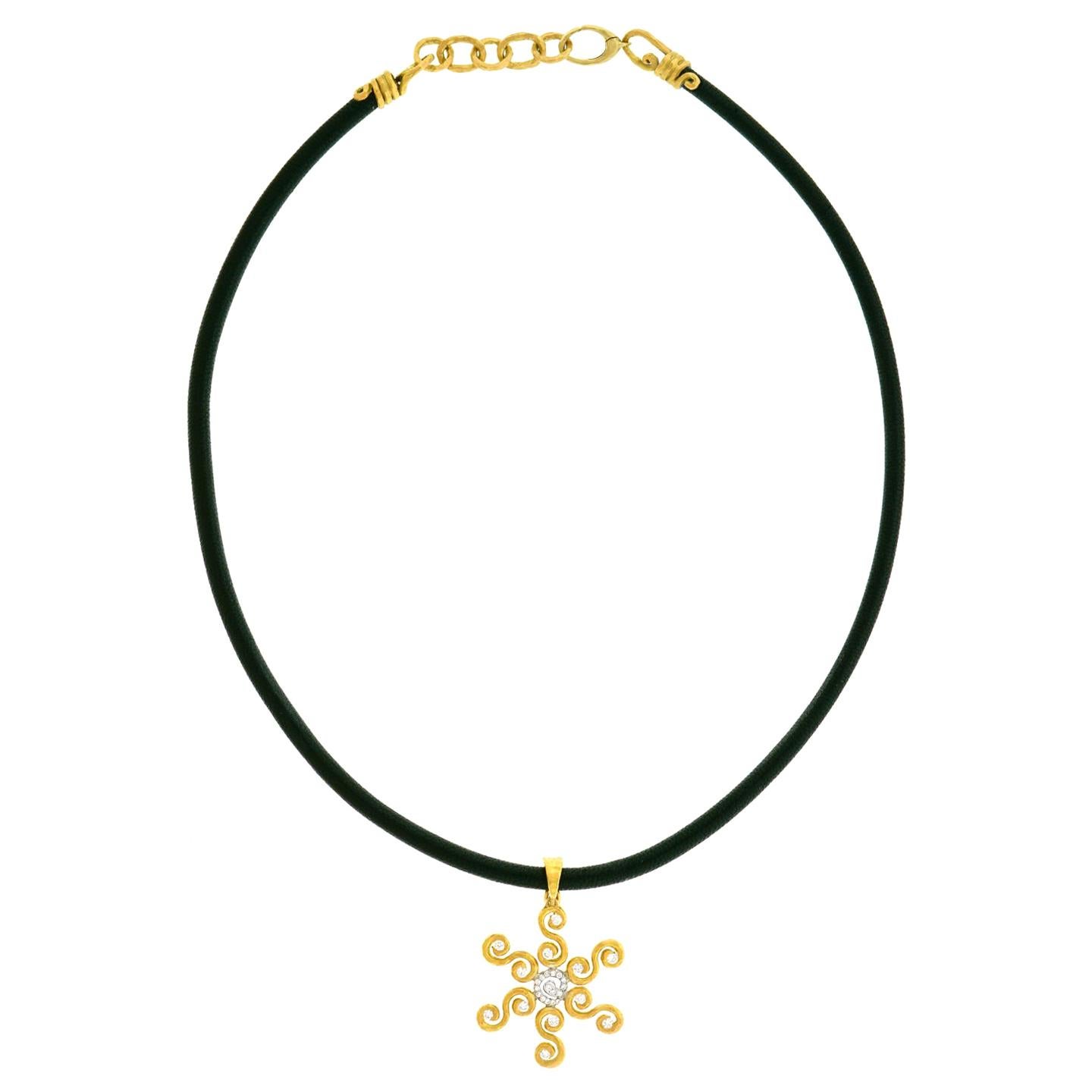 Pamela Froman Sunburst Motif Gold Necklace