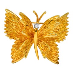 Retro Tiffany & Co. Diamond 18 Karat Gold Butterfly Brooch