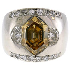 Cognac Diamond Platinum Band Ring