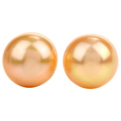 Golden South Sea Pearl 18 Karat Gold Earrings