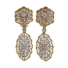 Vintage Mario Buccellati Diamond Gold Lace Drop Earrings