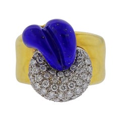 Leo Pizzo Lapis Lazuli Diamond Gold Ring