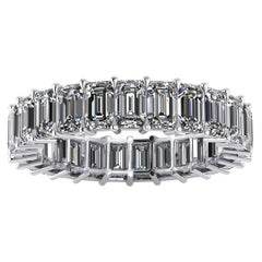 4.00 Carat White Emerald Diamonds Eternity Band Platinum 950