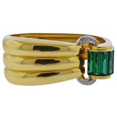 Roberto Legnazzi Green Tourmaline Diamond Gold Bracelet