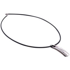 Tiffany & Co. Sterling Silver 1837 Bar Pendant on Rubber Cord