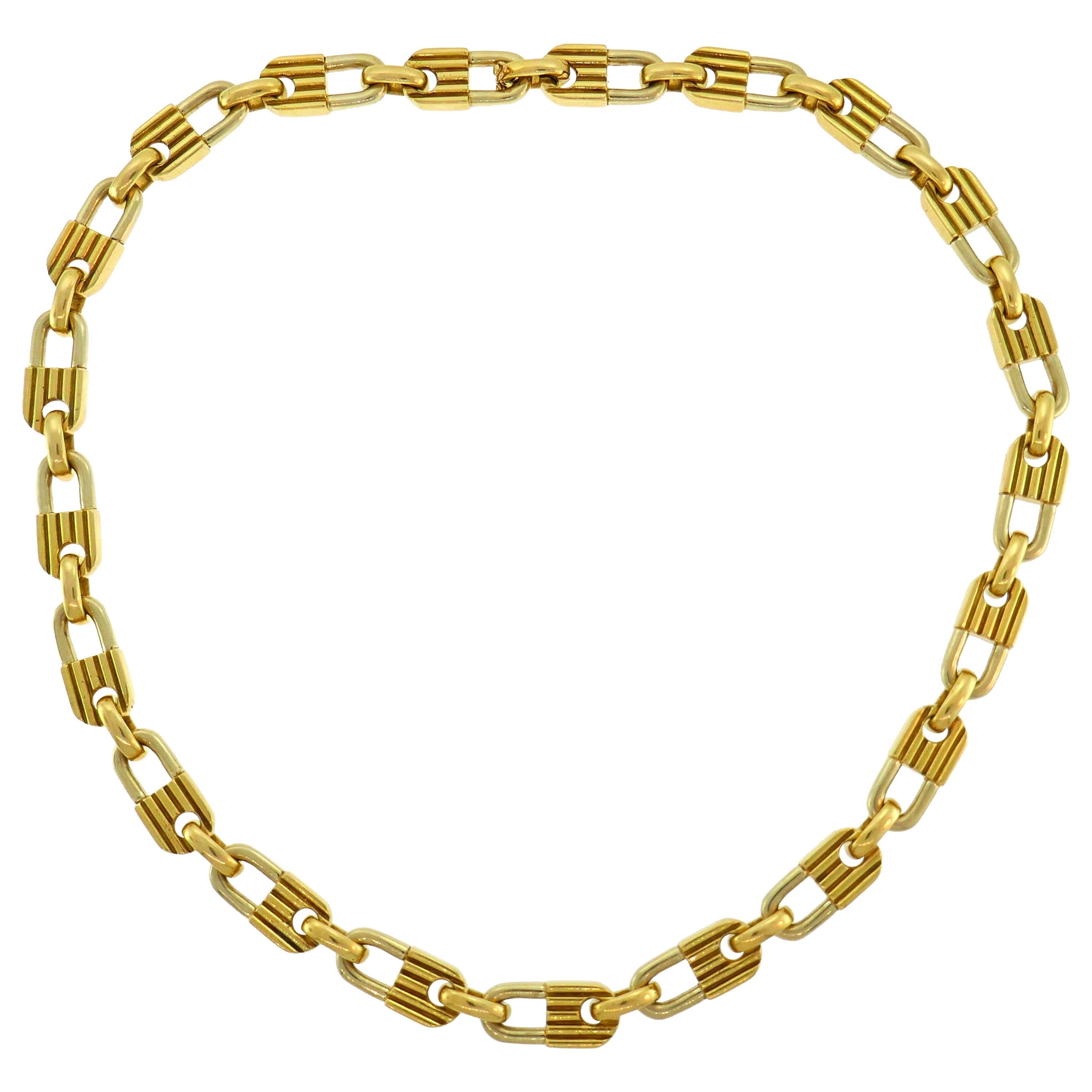 Mauboussin Yellow Gold Link Chain Necklace, 1970s French