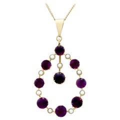 Viktorianischer Gelbgold-Anhänger mit 4.12 Karat Amethyst und Perle