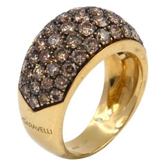 18 Karat Yellow Gold Brown Diamonds Pavè Garavelli Band Ring