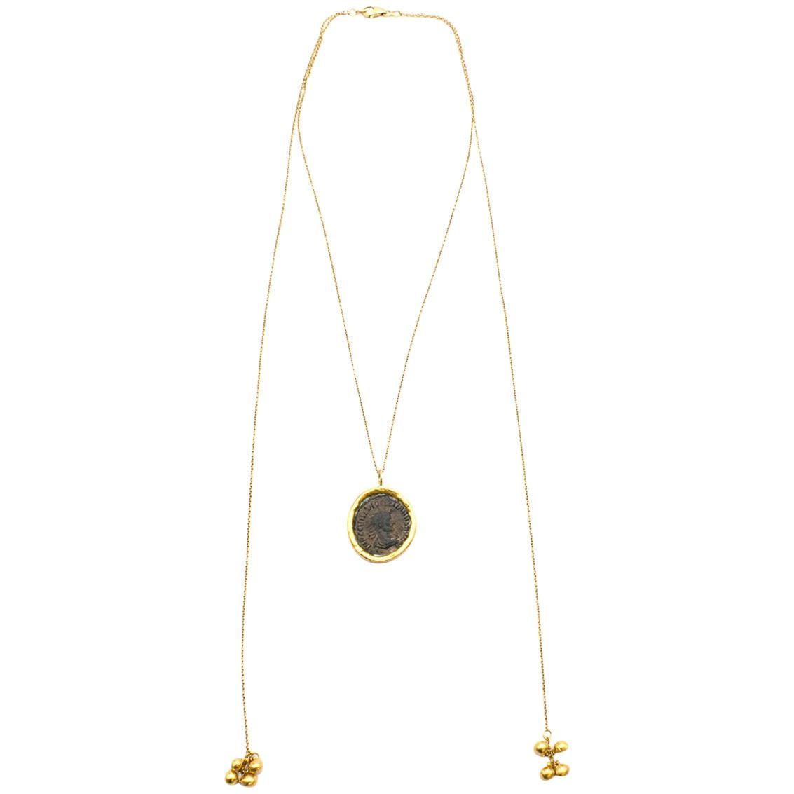 Bespoke 18 Karat Yellow Gold Coin Double Chained Necklace