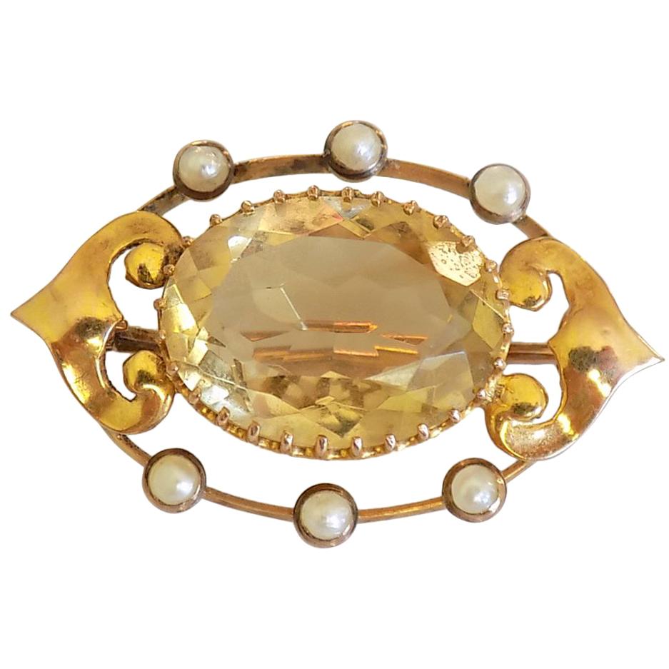 Bague Ancienne Art Nouveau En Argent 900 Avec Ambre Jaune - Taille 56 (17.8 Mm), Occasion