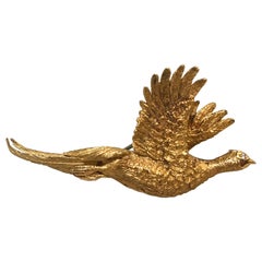 Mauboussin Pheasant Brooch Yellow Gold 18 Carat and Diamond Eye Pin