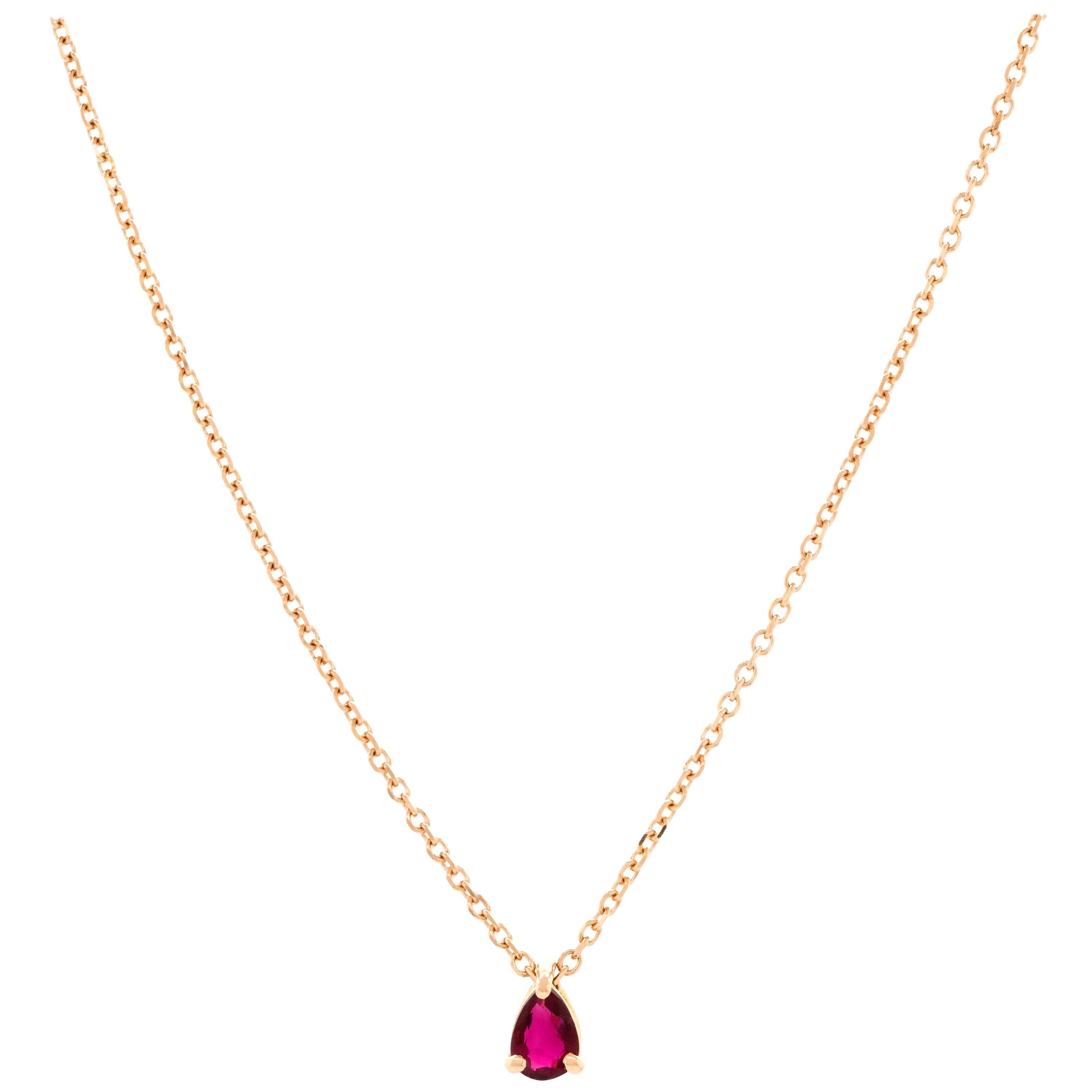 Alessa Solo Pear Chain Necklace 18 Karat Rose Gold Essentials Collection