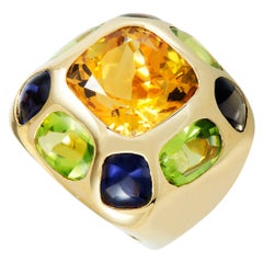 Vintage Chanel Baroque Iolite, Citrine and Peridot Yellow Gold Ring