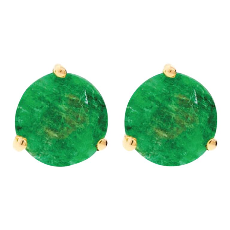 Alessa Emerald Studs 18 Karat Yellow Gold Bloom By Lu Collection For Sale