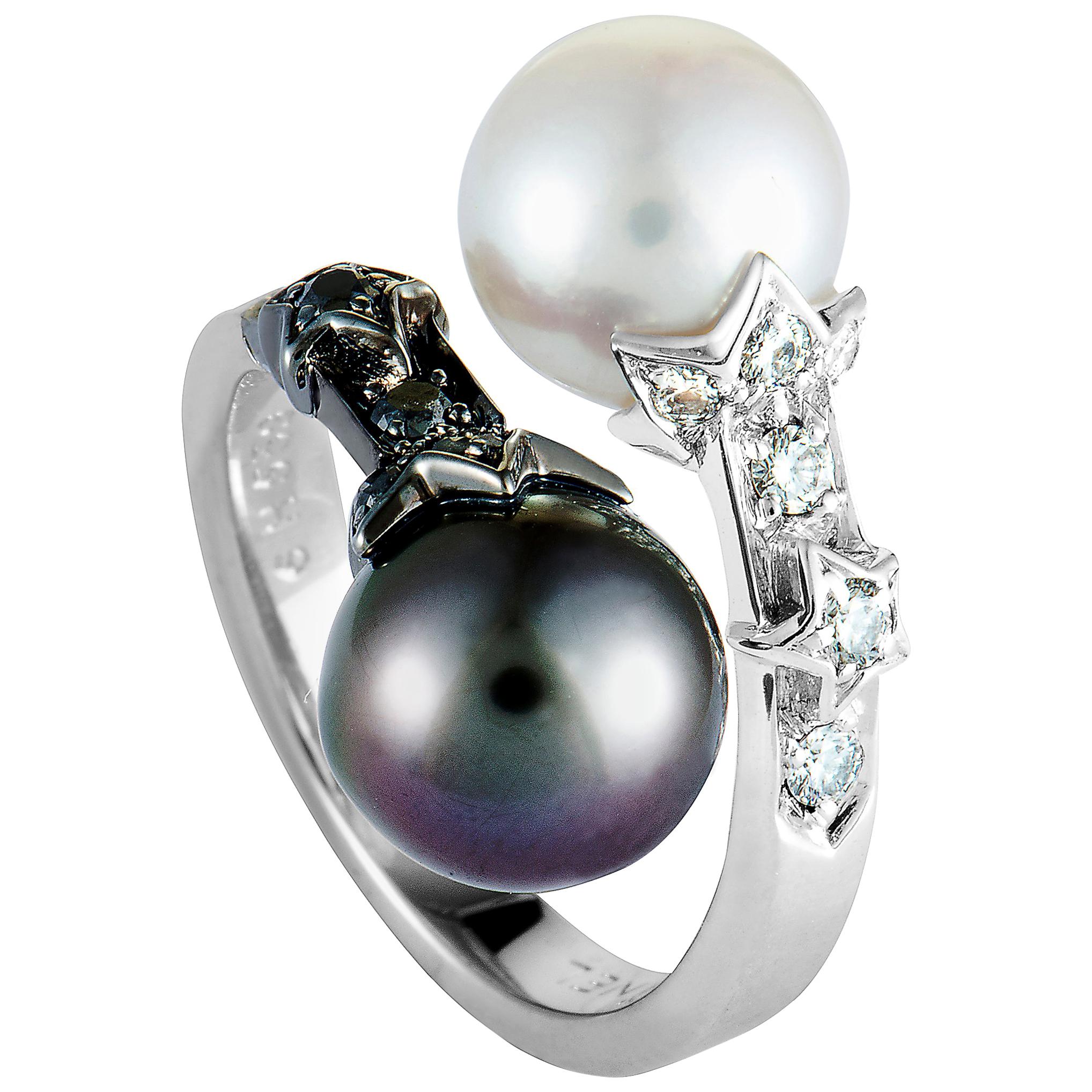 Chanel Comète Diamond and Pearl White Gold Ring