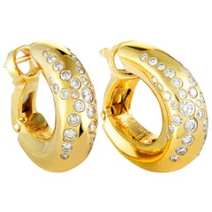 Chaumet Diamond Yellow Gold Omega Back Earrings