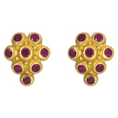 Roberge 22 Karat Yellow Gold and Ruby Ear Clips