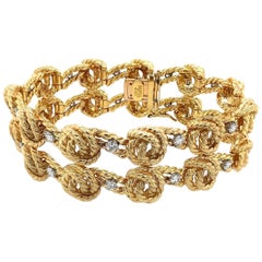 Vintage 18 Karat Yellow Gold and Diamond Bracelet