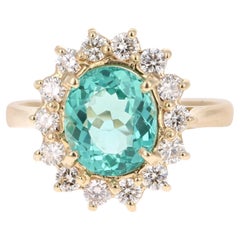 3.10 Carat Apatite Diamond 14 Karat Yellow Gold Bridal Ring