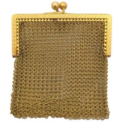 Antike Carter Gough & Co Chatelaine Mesh Geldbörse 14 Karat Gelbgold