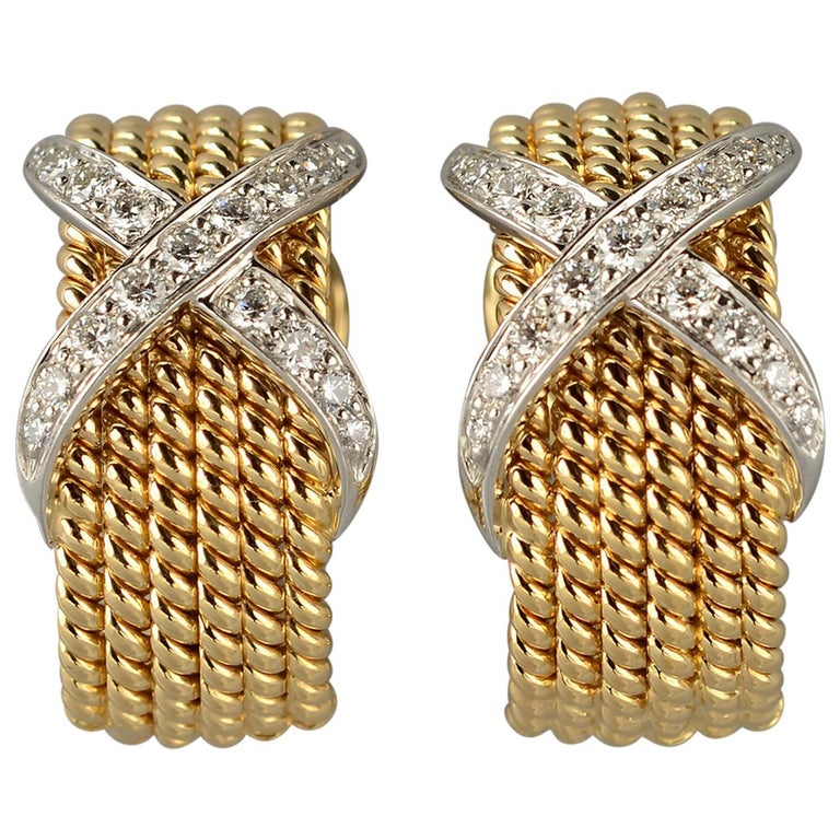 Schlumbergerr for Tiffany X Earrings with Diamonds For Sale at 1stdibs