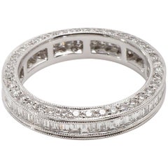 18 Karat White Gold Diamond Eternity Ring with Baguette Diamonds