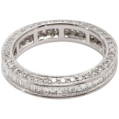 18 Karat White Gold Diamond Eternity Ring with Baguette Diamonds