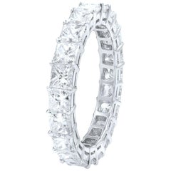 18 Karat White Gold Princess Cut Diamond Eternity Ring 3.36 Carat