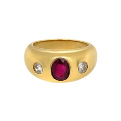 Bvlgari Gold Diamond and Burmese Ruby Ring