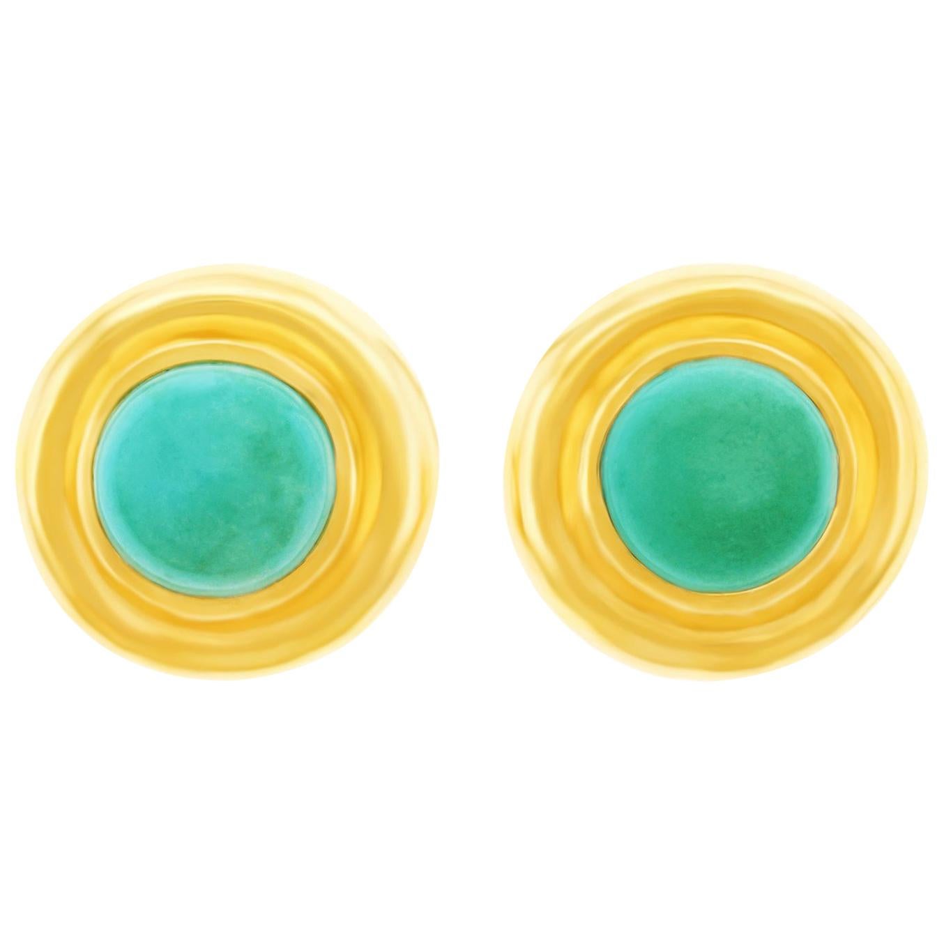 Paloma Picasso for Tiffany & Co. Turquoise Set Gold Earrings