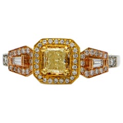 Solid 18 Karat Tri-Tone Yellow and White Diamond Ring 7.6g