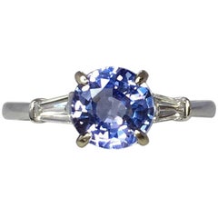 Colour Change 1.51 Carat Violet Blue Sapphire and Diamond 18 Karat Gold Ring