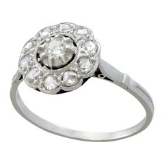 1920s Antique French Diamond and White Gold Cluster Ring