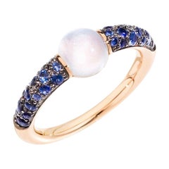 Pomellato rin ring M´Ama no M´Ama 18kt rose gold w/ adularia & blue saphires