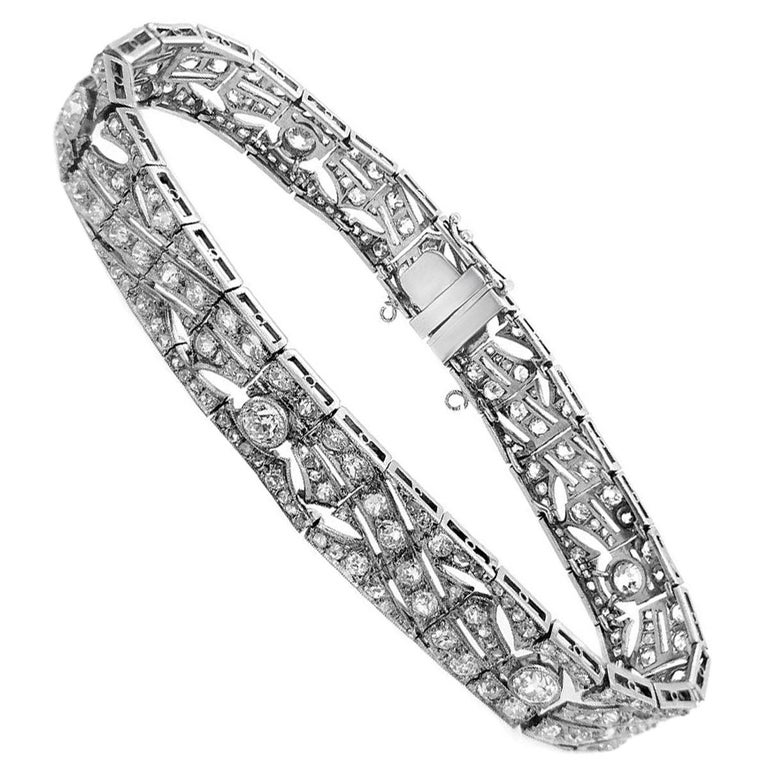 Art Deco Platinum Diamond Bracelet at 1stDibs