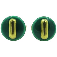 Vintage Cartier Green Onyx and Gold Cufflinks