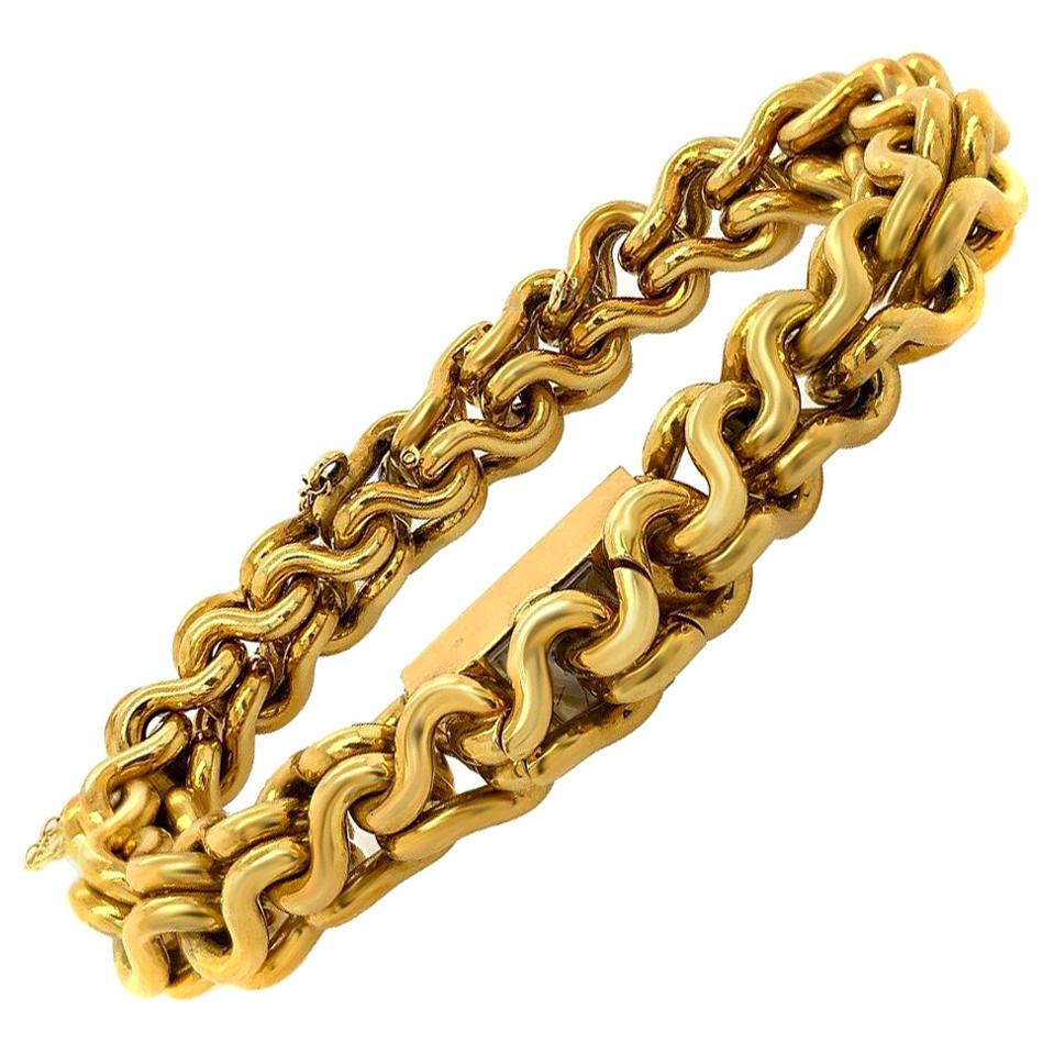 Piaget 18 Karat Yellow Gold Link Winding Back Wristwatch Bracelet