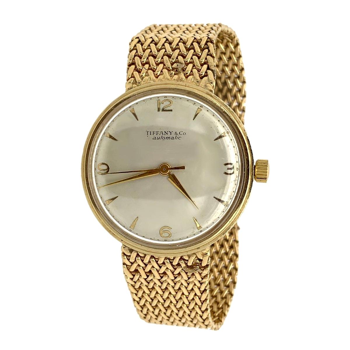 Tiffany & Co. Montre-bracelet vintage en or jaune 14 carats en vente