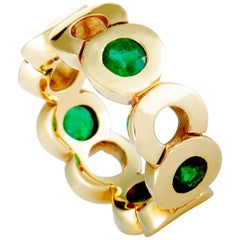 Chanel Emerald Yellow Gold Band Ring