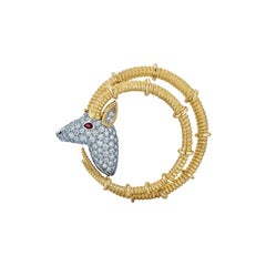 Tiffany & Co. Schlumberger Ibex Diamond Ruby Gold Platinum Brooch