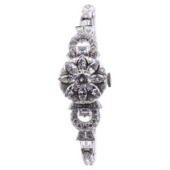 Platinum Vintage Diamond “Perry” Flip Top Watch