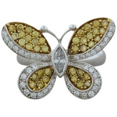 Fancy Yellow Diamond Gold Butterfly Ring