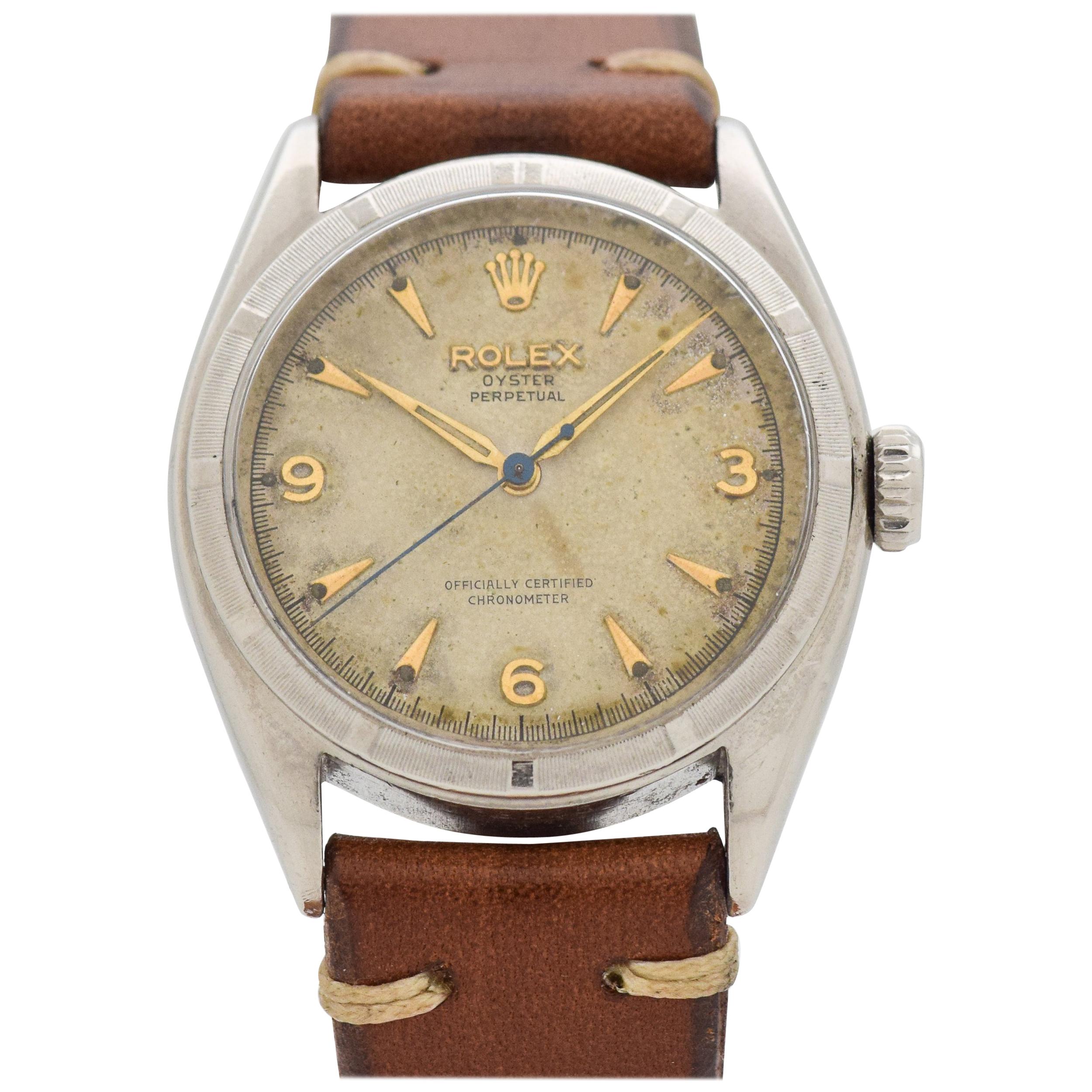 Vintage Rolex Oyster Perpetual Reference 6085 Stainless Steel Watch, 1958 For Sale