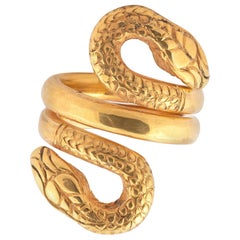 Large, Antique, 18 Karat Yellow Gold, Snake Ring