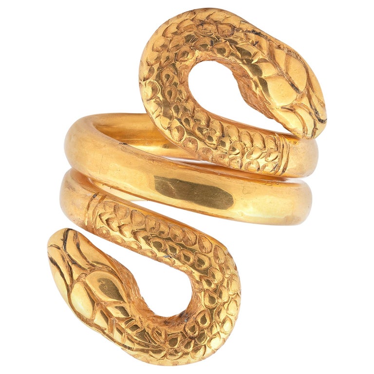 Large, Antique, 18 Karat Yellow Gold, Snake Ring at 1stDibs