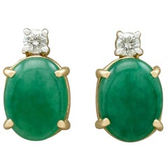 1990s 4.46 carat Jade and Diamond Earrings 