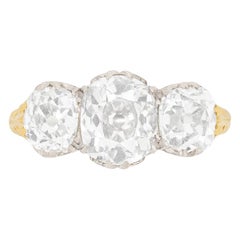 Victorian 3.40 Carat Diamond Three-Stone Engagement Ring, circa 1880s