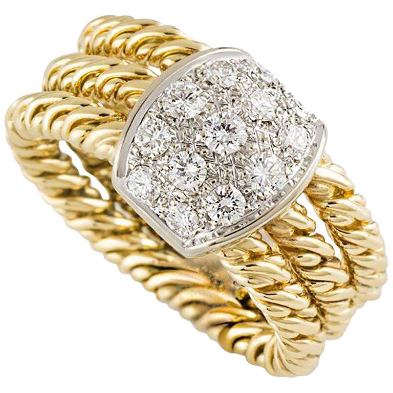 Pomellato Diamond and Rope Gold Ring .89 Carat