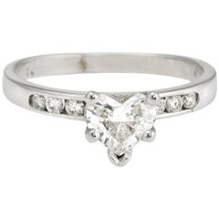 Diamond Heart Solitaire Engagement Ring Vintage 14 Karat Gold 5.75 Certificate